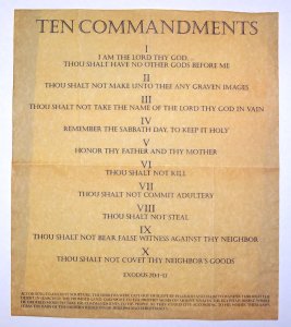 Ten Commandments antiqued parchment replica document